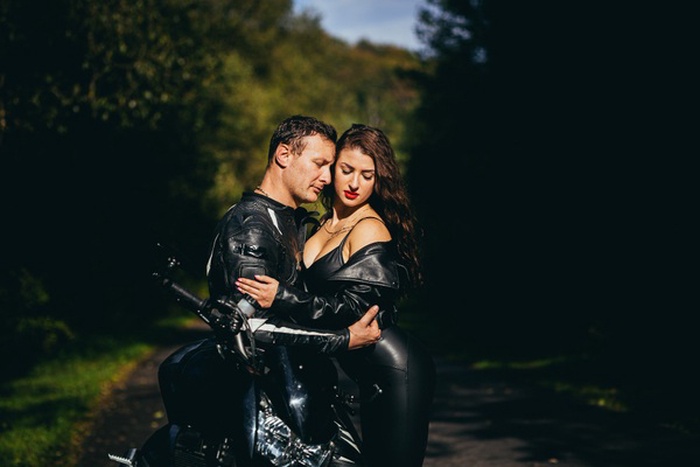 motorcycle biker couple